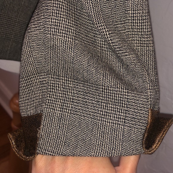 NWT Harvé Bernard Sport Tweed Blazer Leather Trim - Picture 5 of 10